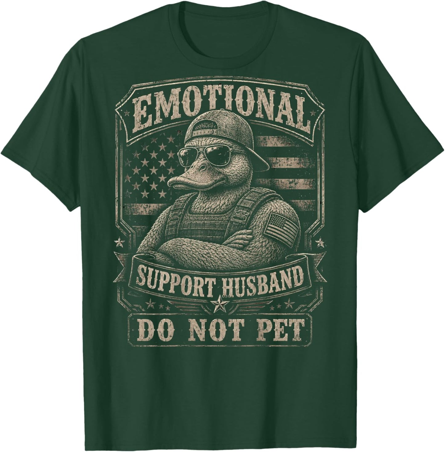 Duck Emotional Support Husband Do Not Pet Funny Men Women T-Shirt - T-Shirt | Forest