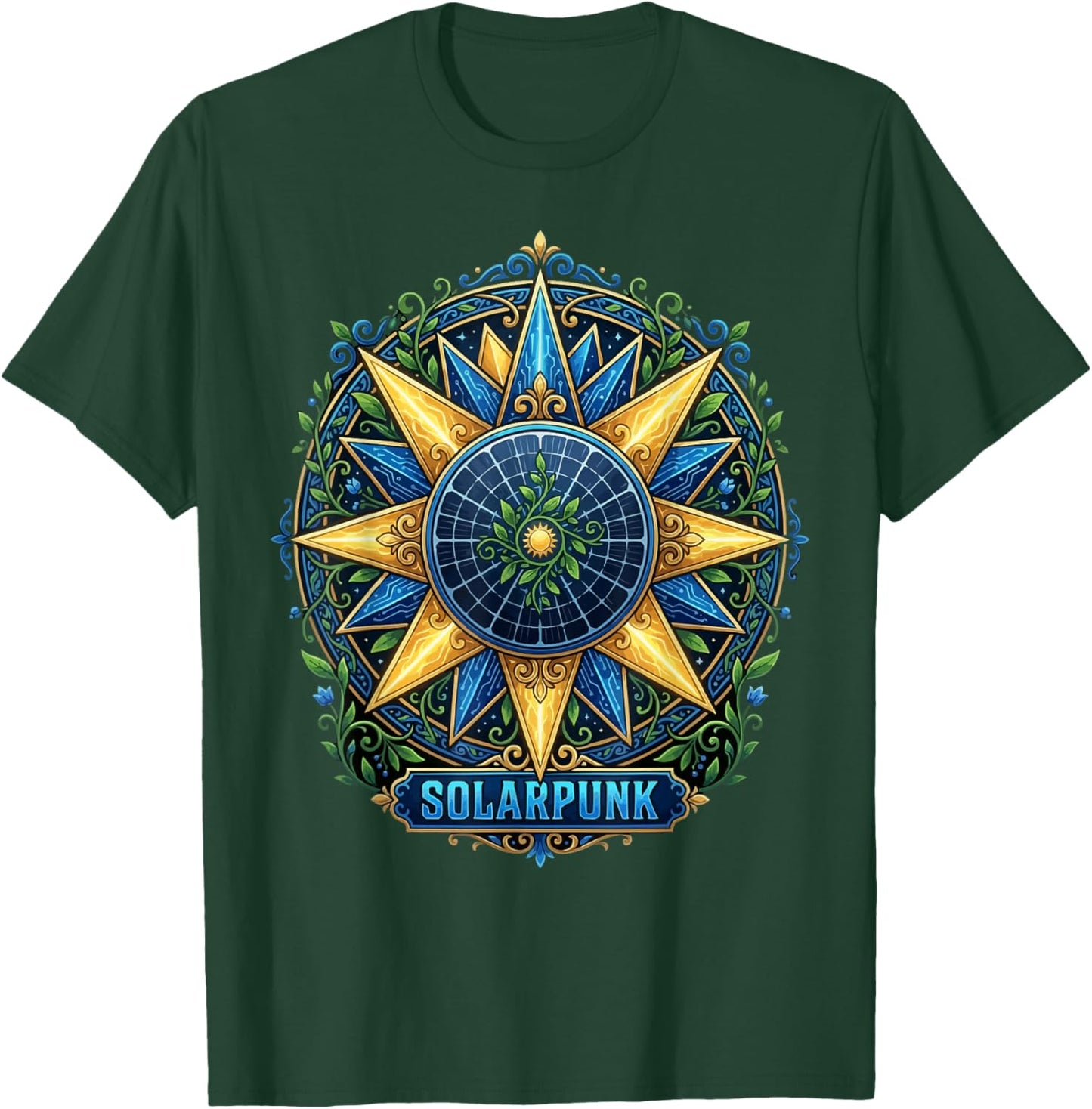 Solar Punk Aesthetic Renewable Energy Urban Nature T-Shirt - T-Shirt | Forest