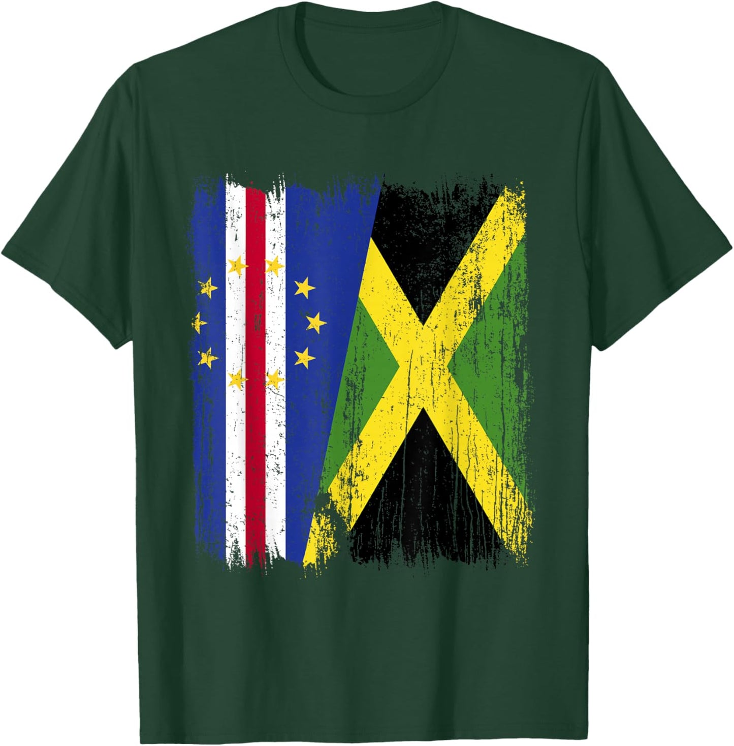 Cape Verde Jamaica Half Flag Cape Verdean Jamaican Heritage T-Shirt - T-Shirt | Forest