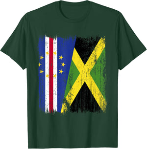 Cape Verde Jamaica Half Flag Cape Verdean Jamaican Heritage T-Shirt - T-Shirt | Forest