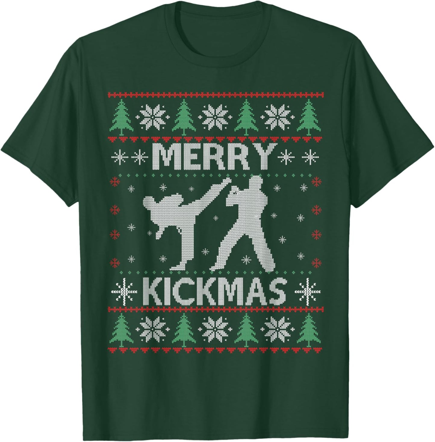 Merry Kickmas Taekwondo Christmas Ugly Sweater Xmas Funny T-Shirt - T-Shirt | Forest