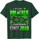 Level 7 Unlocked Awesome Since 2018 7th Birthday Gaming T-Shirt - T-Shirt | Forest