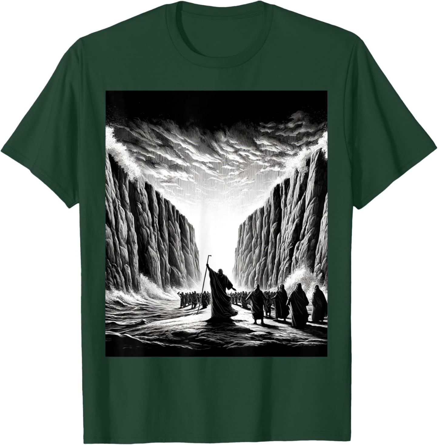 Moses parting the Red Sea with the Israelites T-Shirt - T-Shirt | Forest