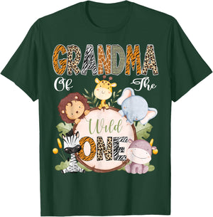 Grandma Of The Wild One 1St Birthday Safari Woodland T-Shirt - T-Shirt | Forest