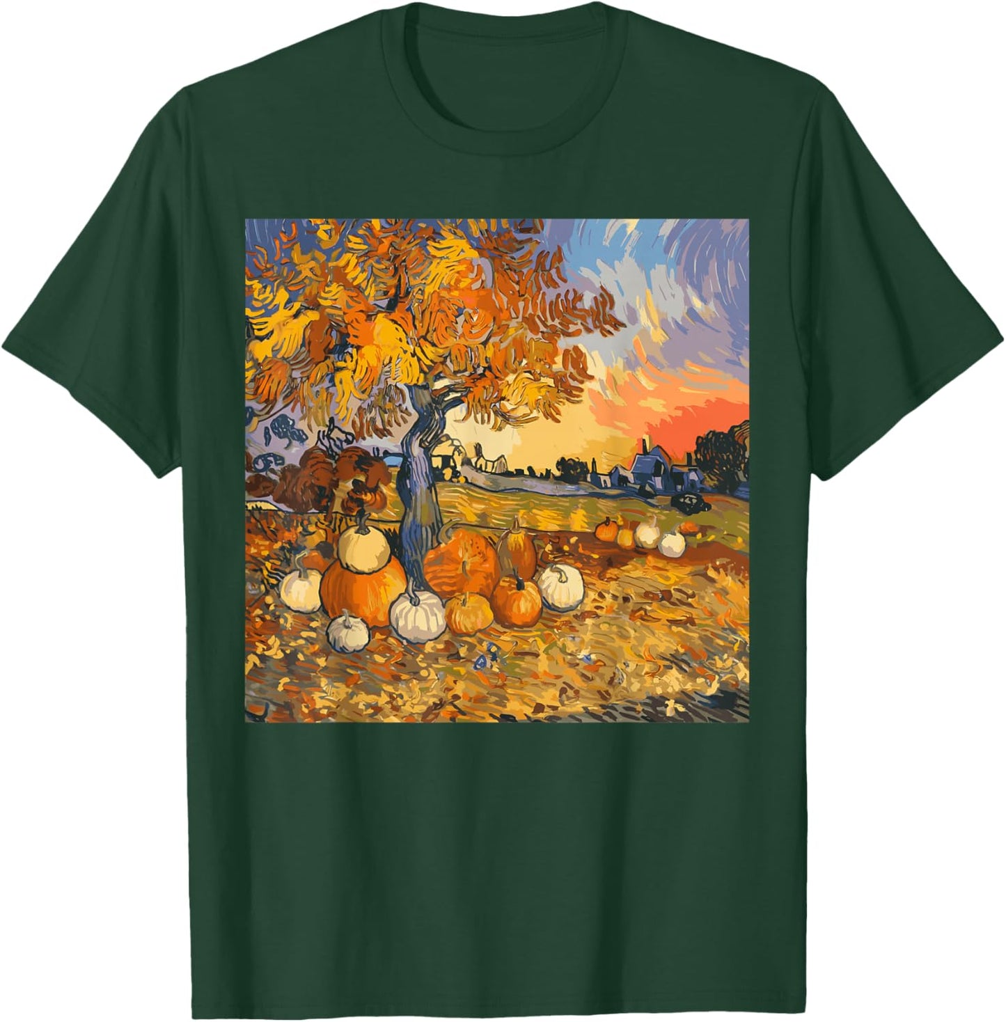 Autumn Aesthetic Fall Lovers Van Gogh Autumn Leaves Pumpkins T-Shirt - T-Shirt | Forest