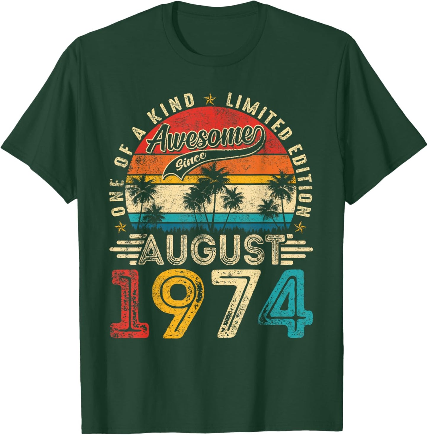 Awesome Since August 1974 Vintage Retro 50th Birthday Men T-Shirt - T-Shirt | Forest