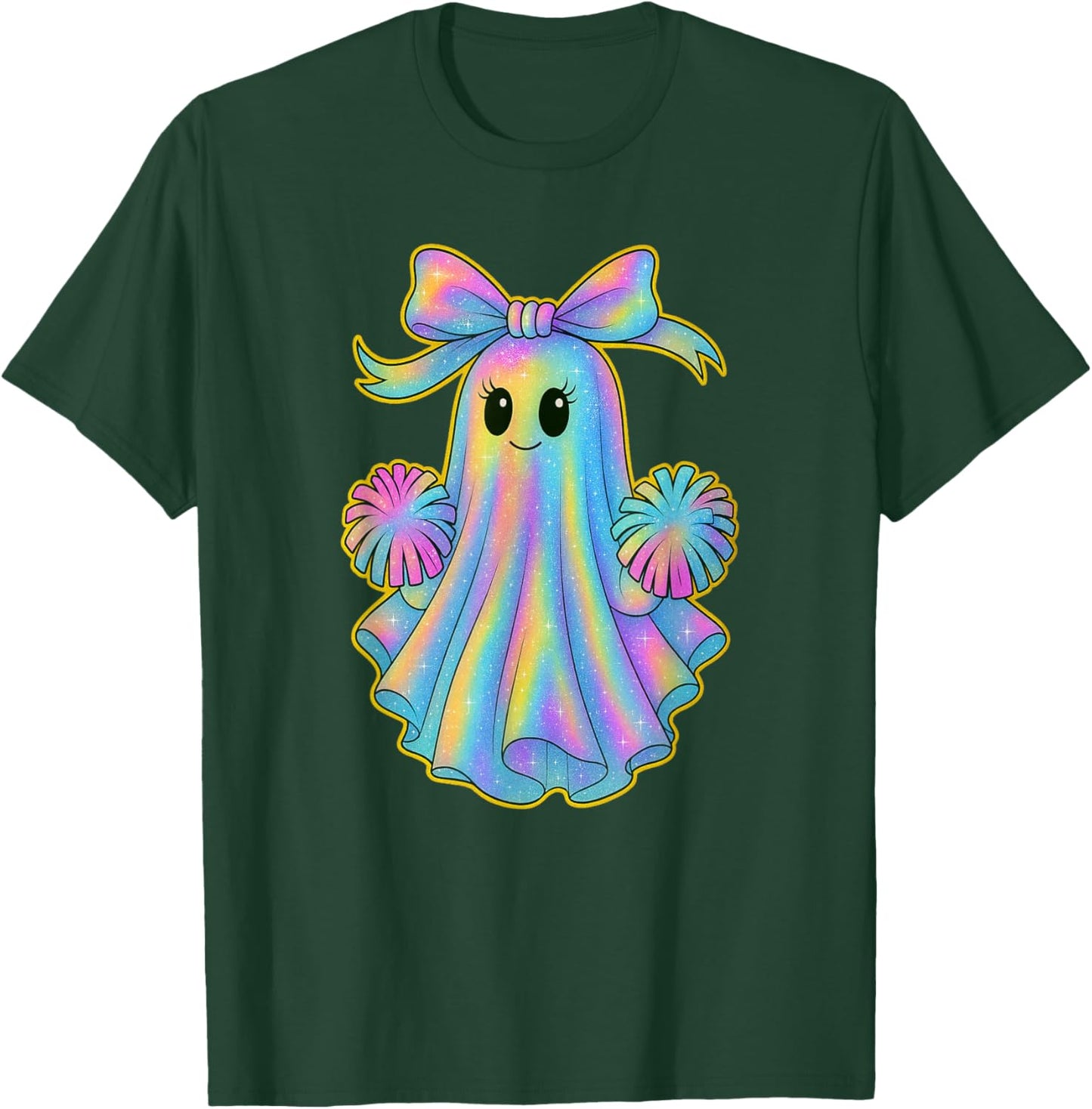 Cute Cheerleader Ghost Lover Pastel Halloween Coquette Bow T-Shirt - T-Shirt | Forest