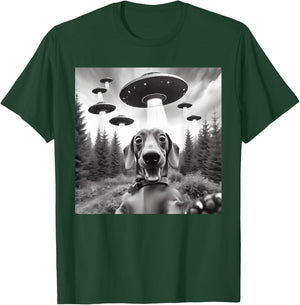 Dachshund Selfie with UFOs Outer Space Alien Kids Dog Owners T-Shirt - T-Shirt | Forest