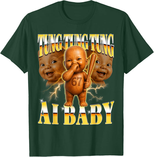 Tung Tung Tung Niche Ai Baby is Calling Y2K Bootleg Meme T-Shirt - T-Shirt | Forest