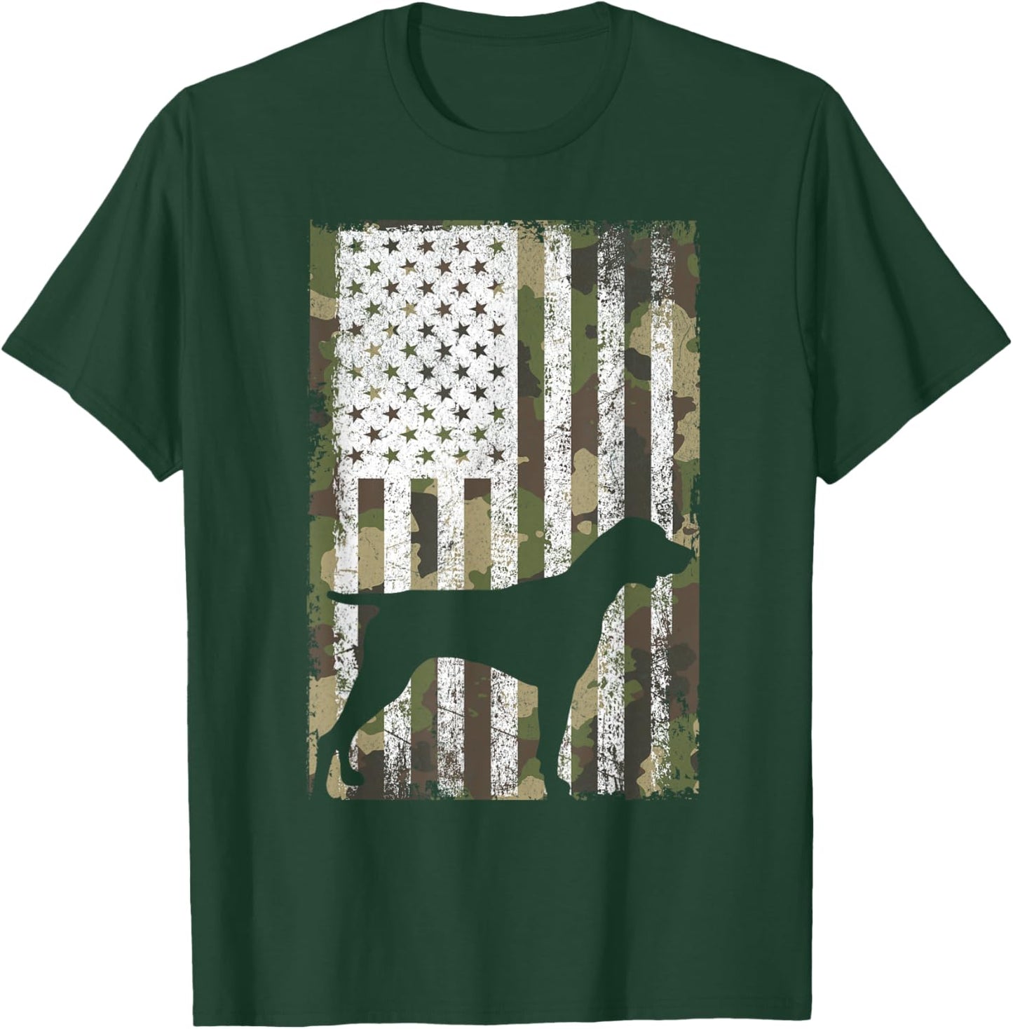 German Shorthaired Pointer Camouflage American Flag GSP Dog T-Shirt - T-Shirt | Forest