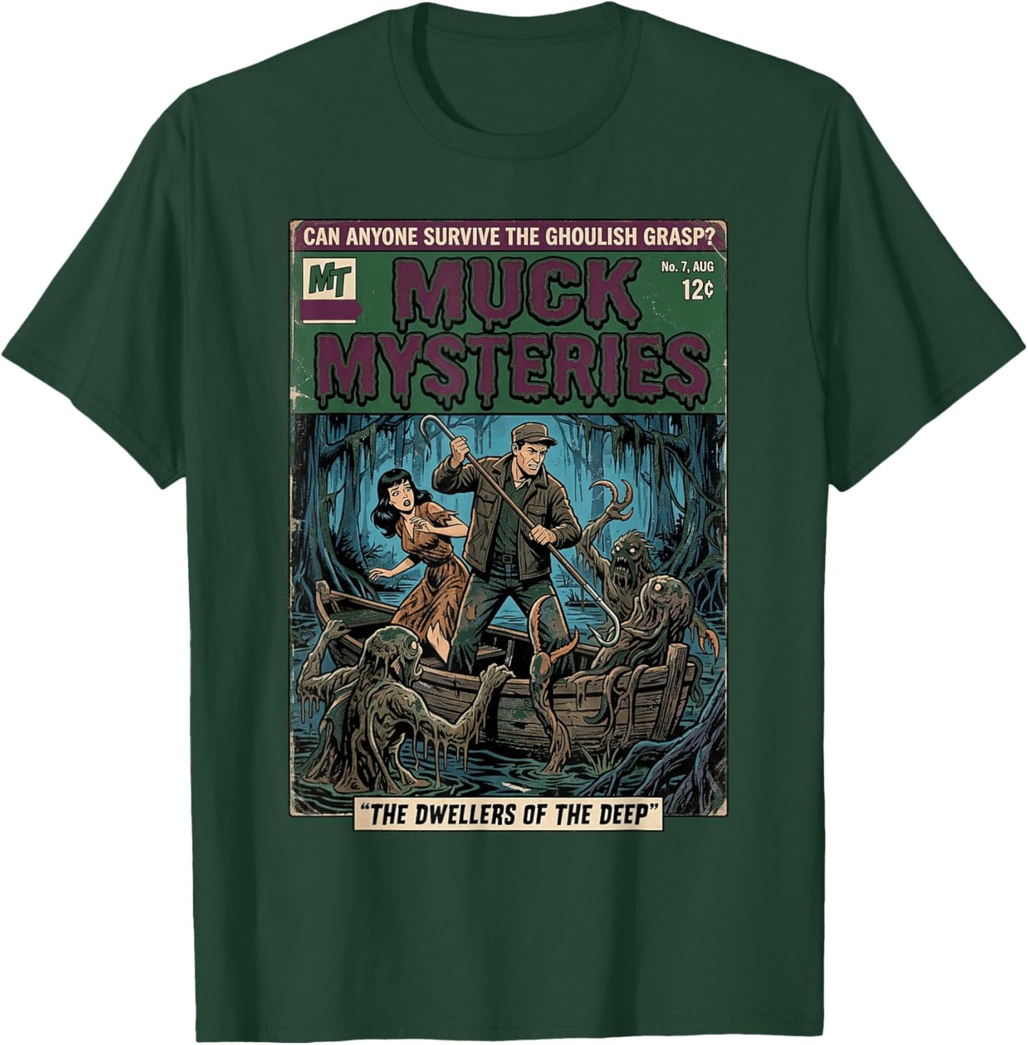 Vintage Horror Comic Book Cover Muck Mysteries Bayou T-Shirt - T-Shirt | Forest