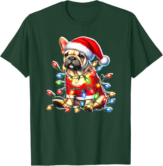 French Bulldog Puppy x Christmas Lights T-Shirt - T-Shirt | Forest