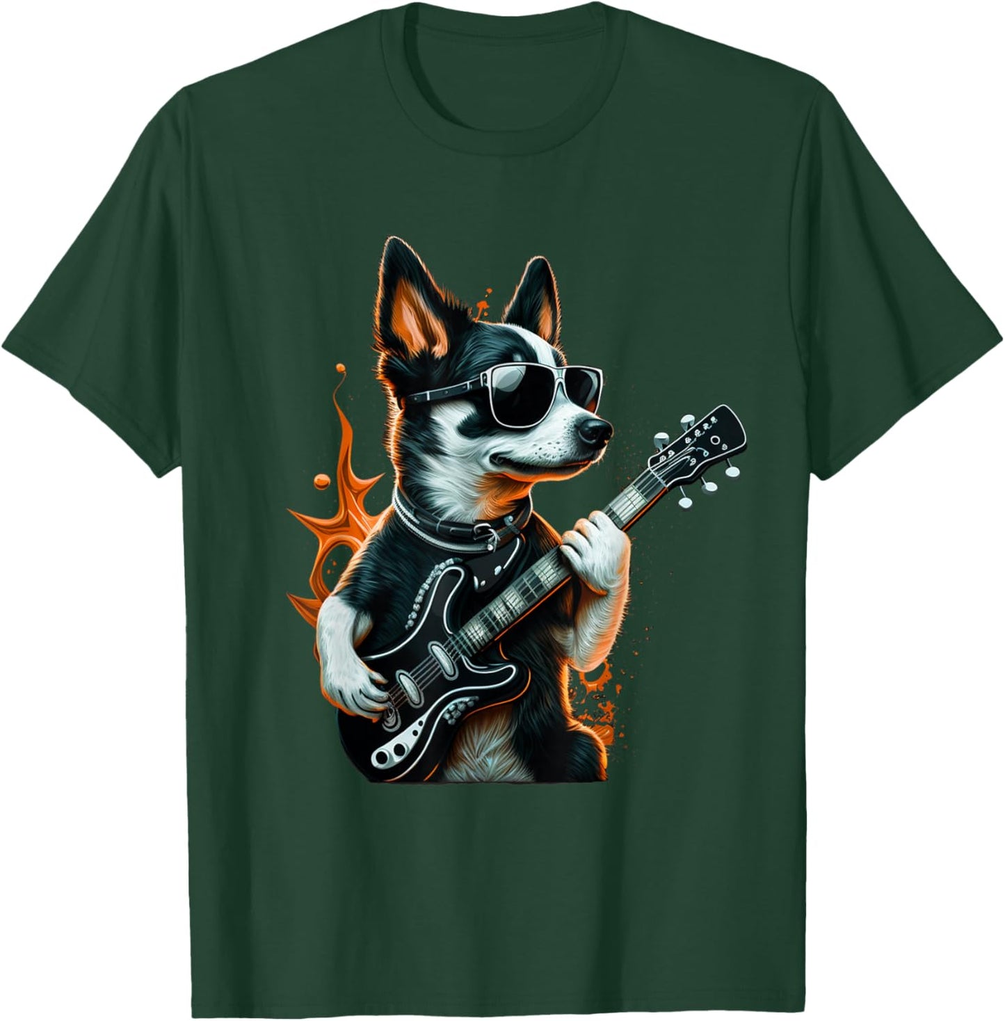 Rock & Roll Dog Playing Guitar T-Shirt - T-Shirt | Forest