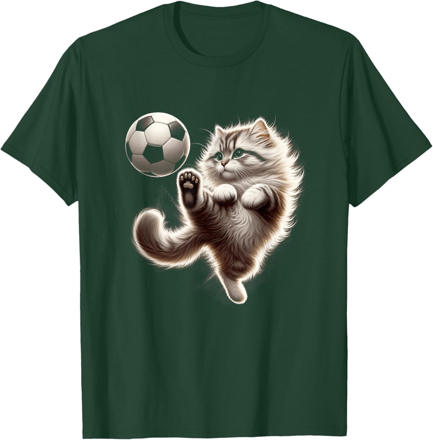 Funny Cat Soccer Ball Cat Playing Soccer Meme Sport T-Shirt - T-Shirt | Forest