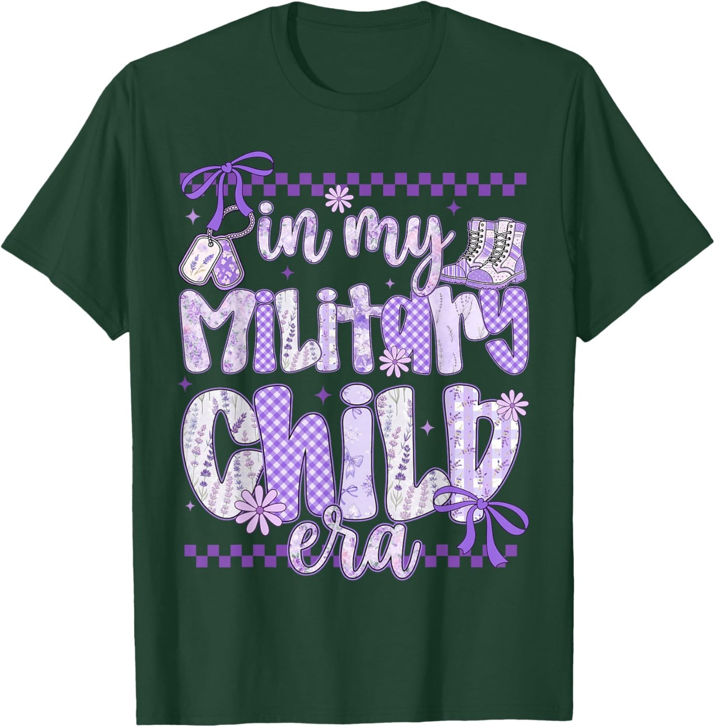 in My Military Child Era Coquette Bow Purple Up for Military T-Shirt - T-Shirt | Forest