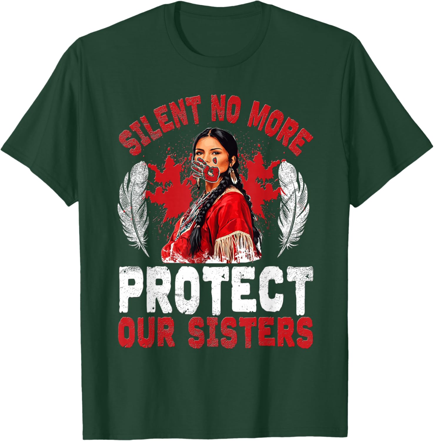 MMIW Awareness Indigenous Women Stolen Sisters Native Art T-Shirt - T-Shirt | Forest