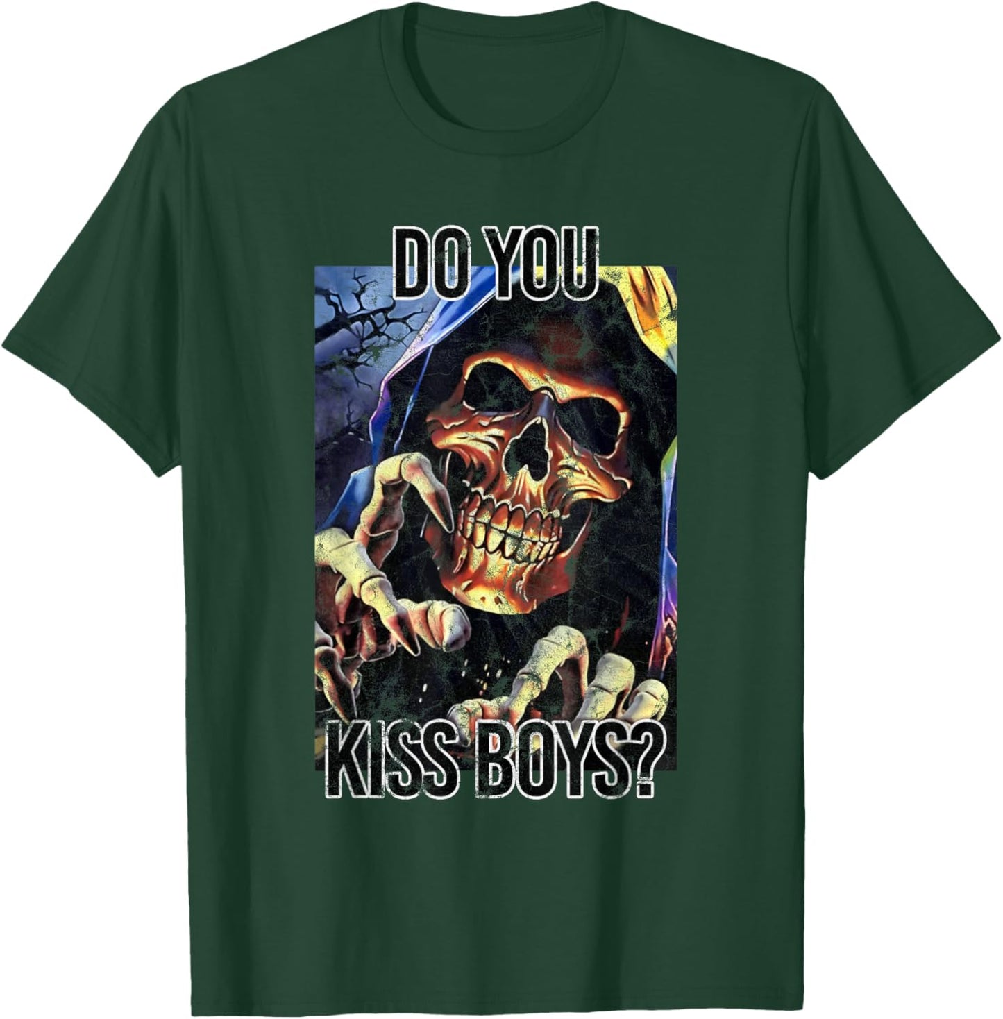 Do You Kiss Boys Skeleton Funny Saying Skull T-Shirt - T-Shirt | Forest