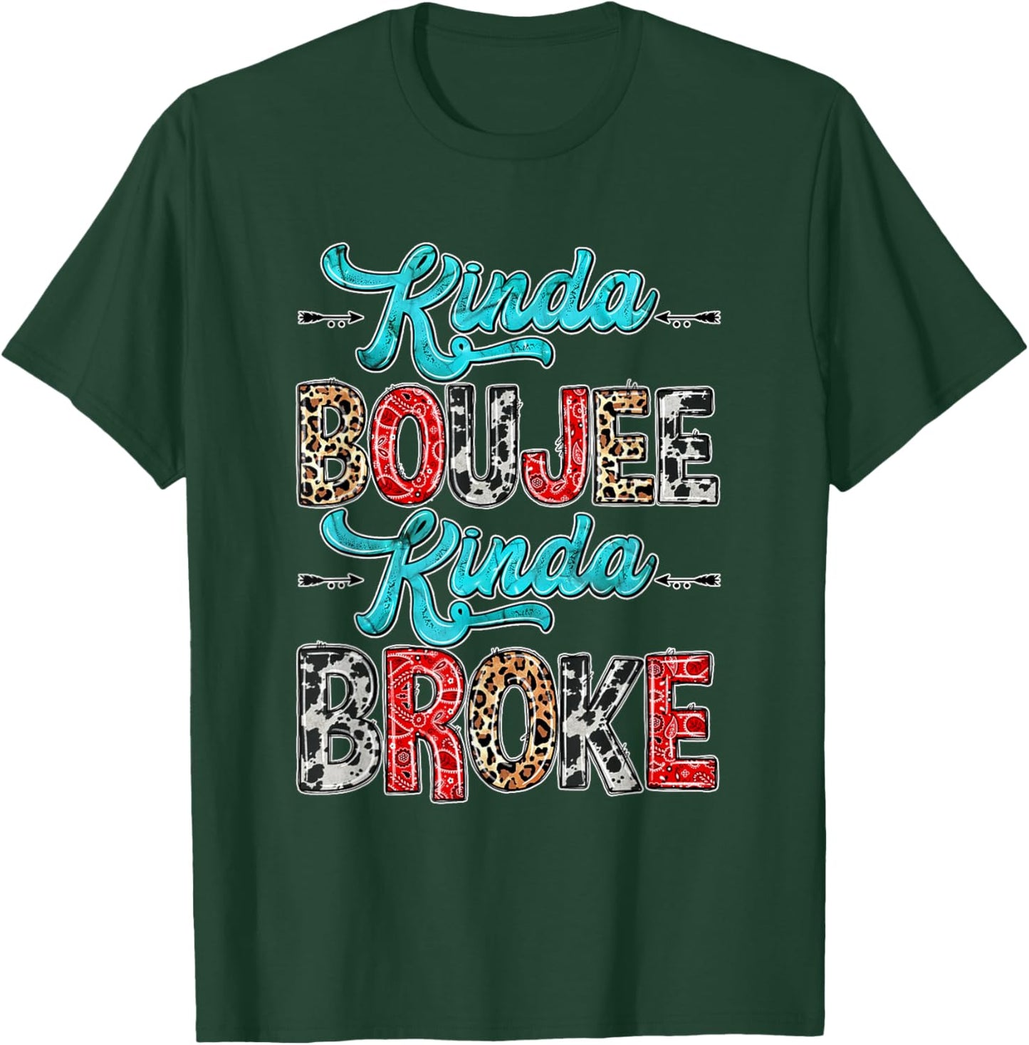Leopard Kinda Boujee Kinda Broke Sunflowers Western Boujee T-Shirt - T-Shirt | Forest