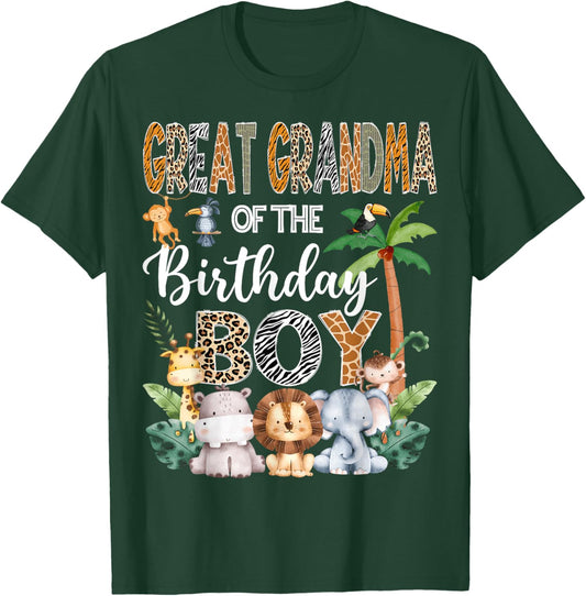 Great Grandma Of The Birthday Boy Safari Jungle Bday Party T-Shirt - T-Shirt | Forest