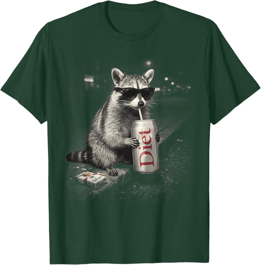 Raccoons Diet Soda Funny Animal Meme Genz Dank Raccoon T-Shirt - T-Shirt | Forest