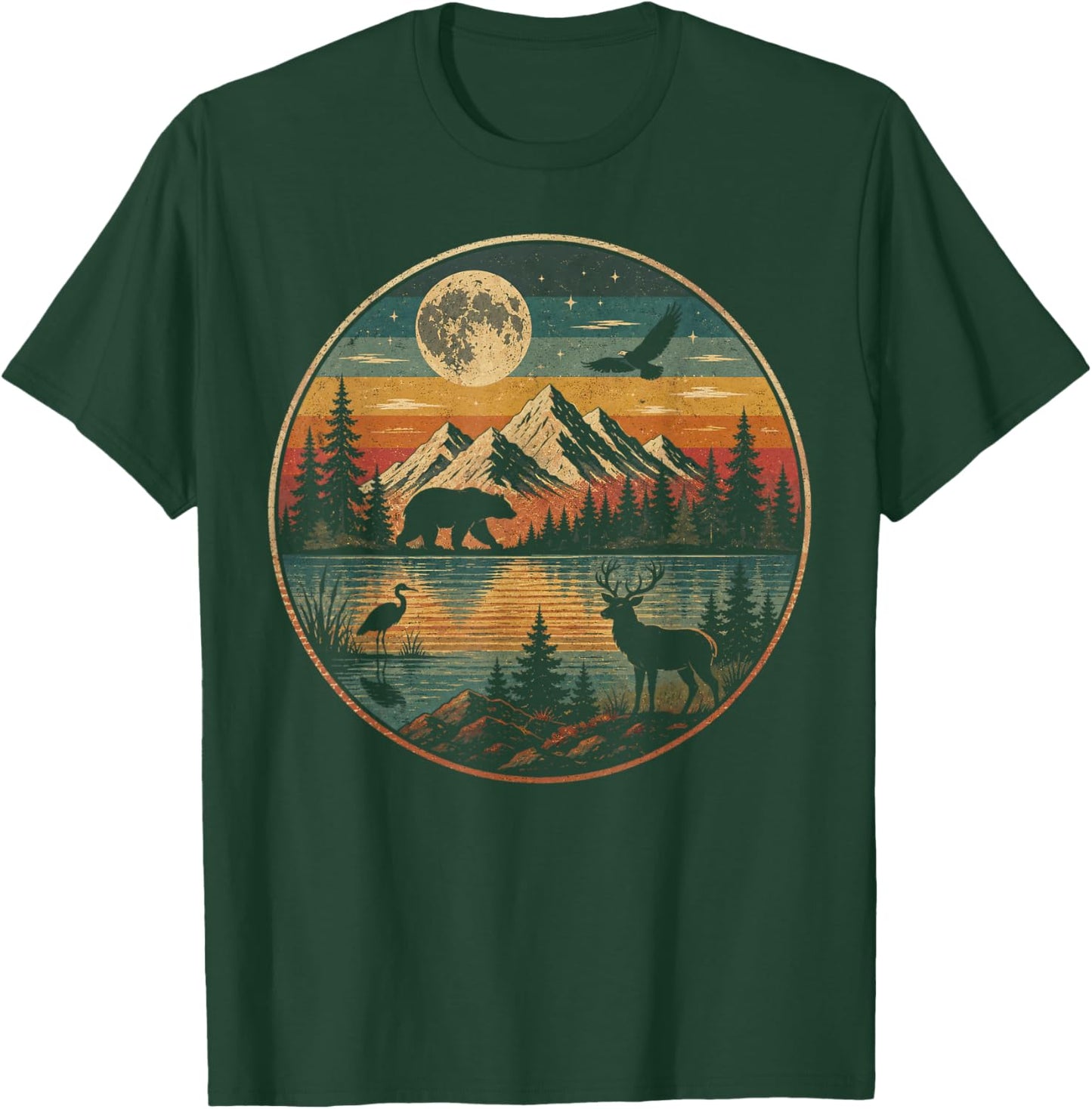 Forest Trees Reflection Wildlife Nature Animal Bear Outdoor T-Shirt - T-Shirt | Forest