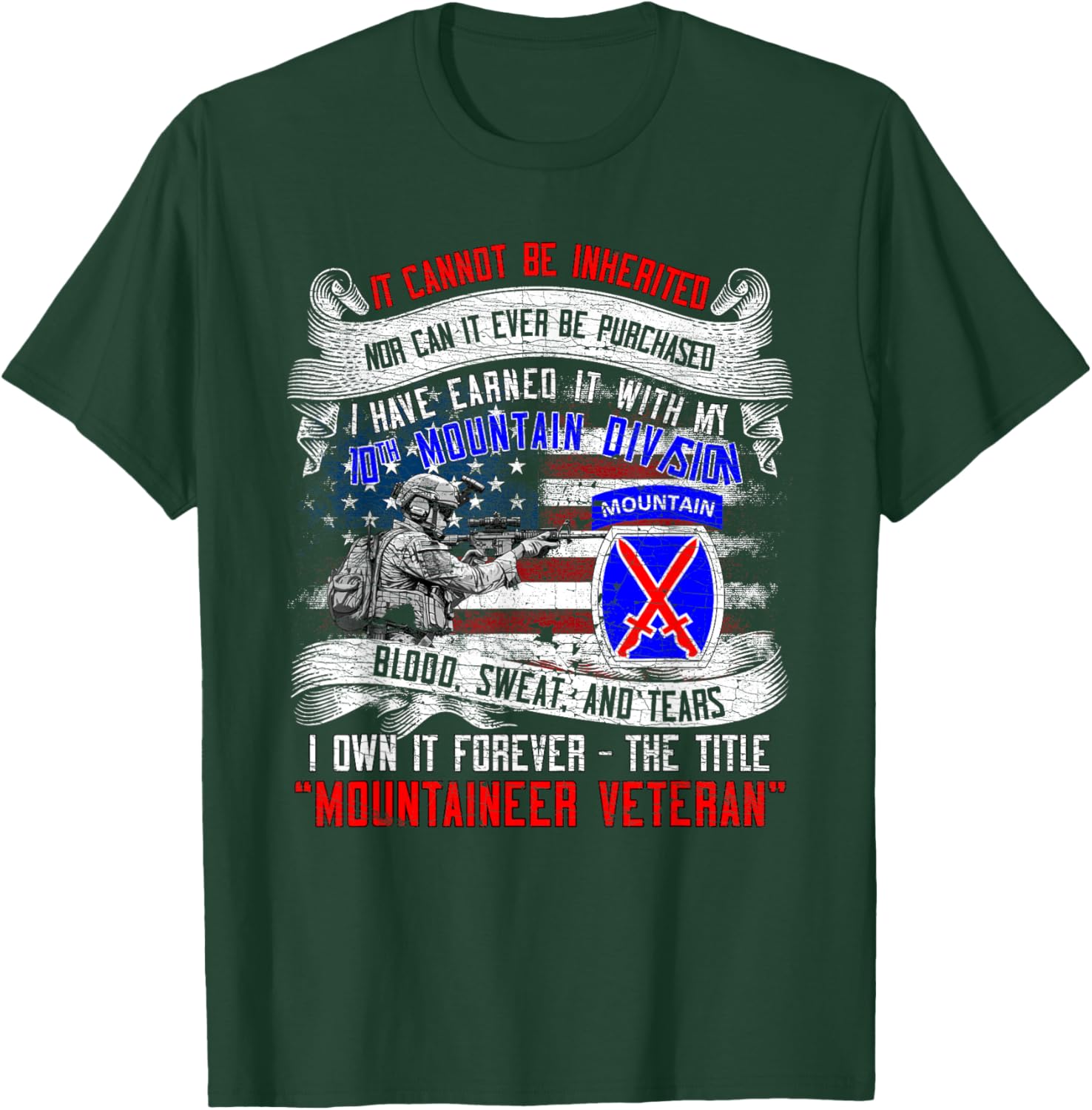 10th Mountain Division Fort Drum New York Climb to Glory T-Shirt - T-Shirt | Forest