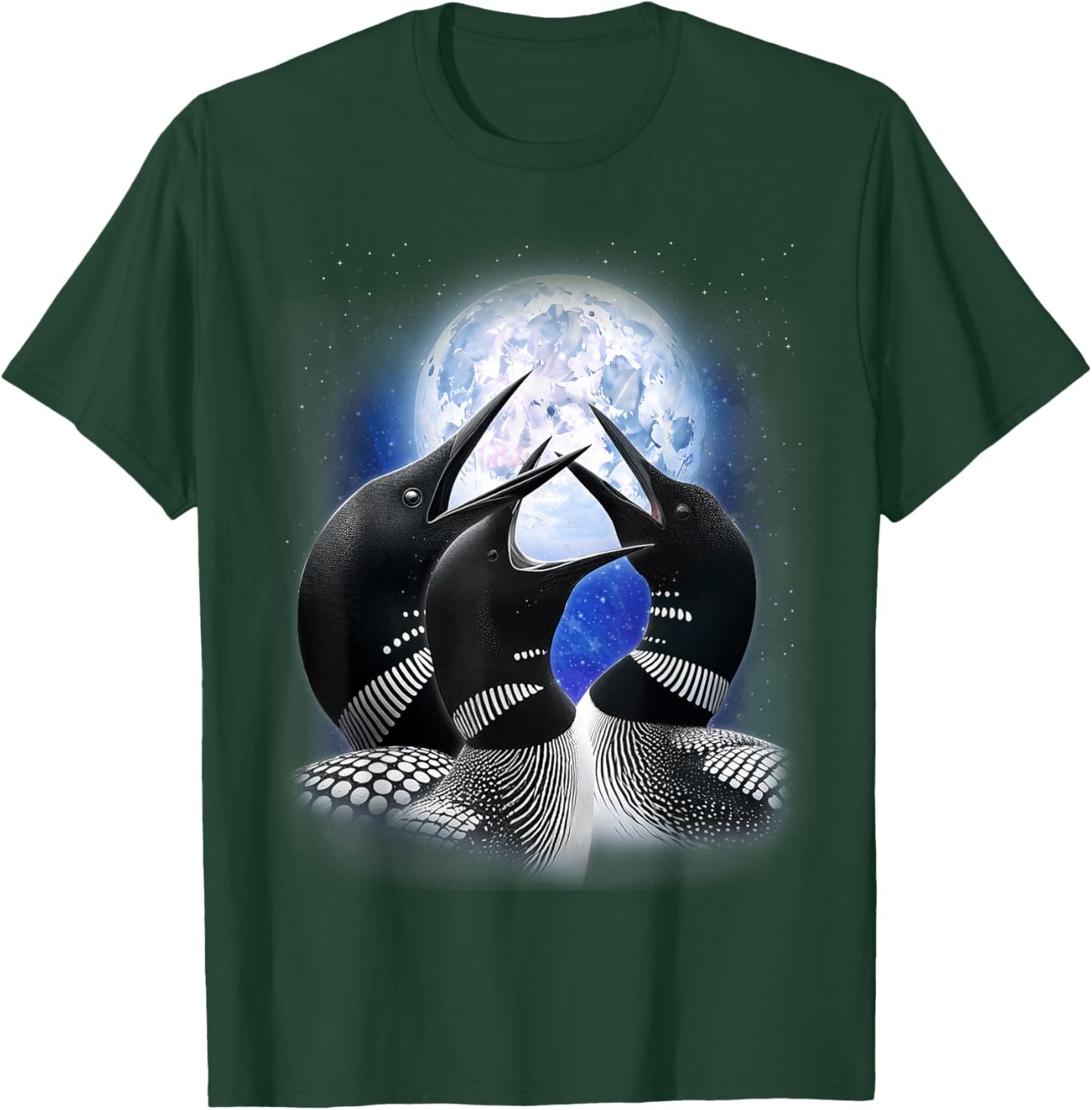 3 Common Loon Howling At The Moon Funny Birdwatcher Birder T-Shirt - T-Shirt | Forest
