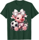 Cute Pig White Coquette Bow Soccer Pig Lover Player Sport T-Shirt - T-Shirt | Forest