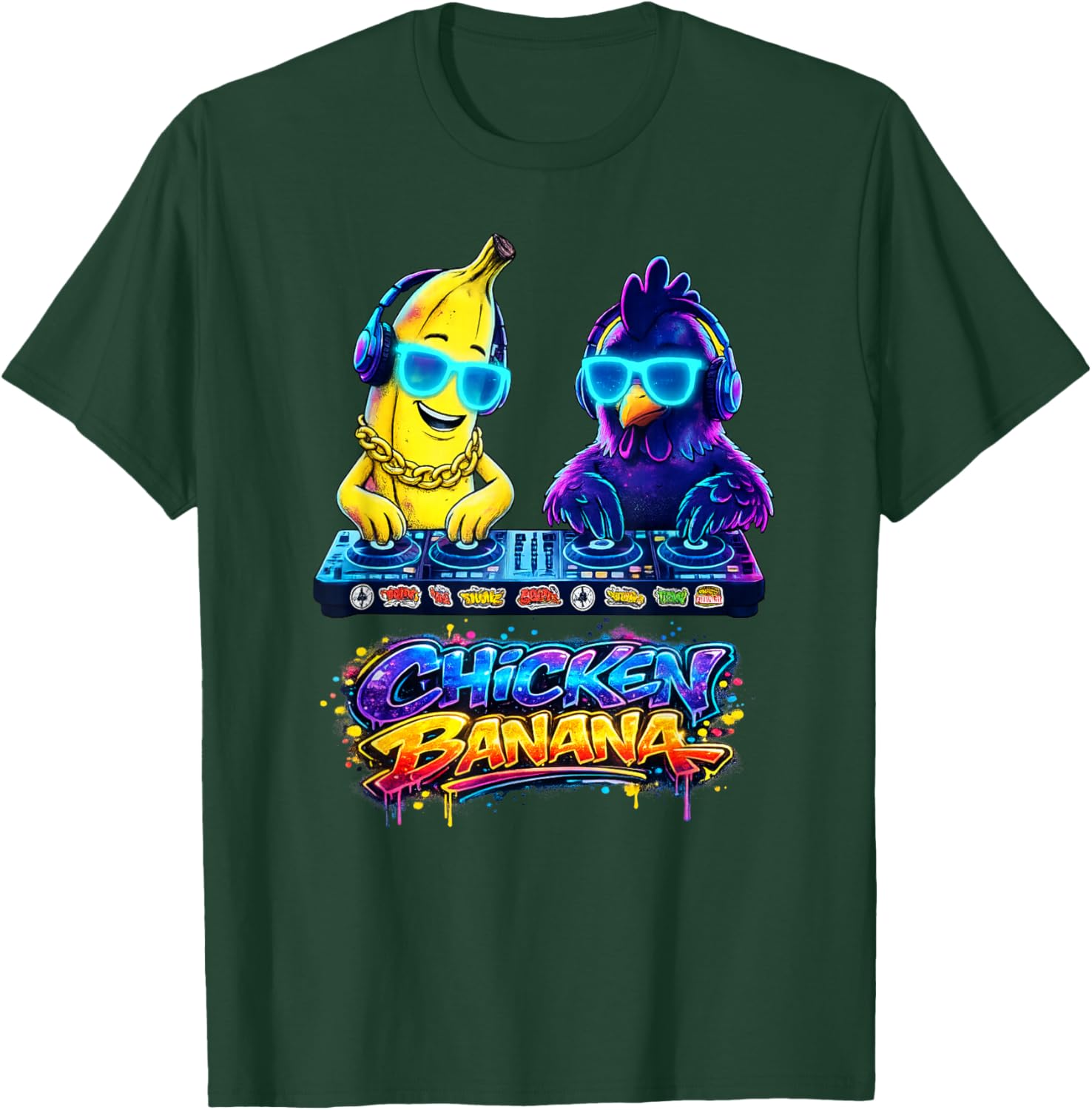 Chicken Banana Graffiti Style T-Shirt - T-Shirt | Forest