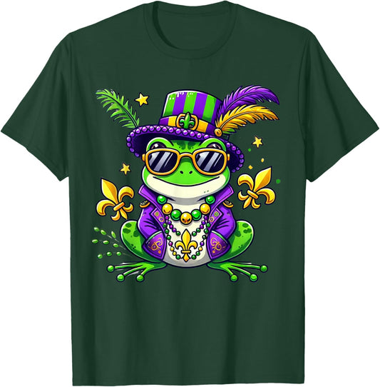 Funny Frog Mardi Gras Costume Men Women Kids Party T-Shirt - T-Shirt | Forest