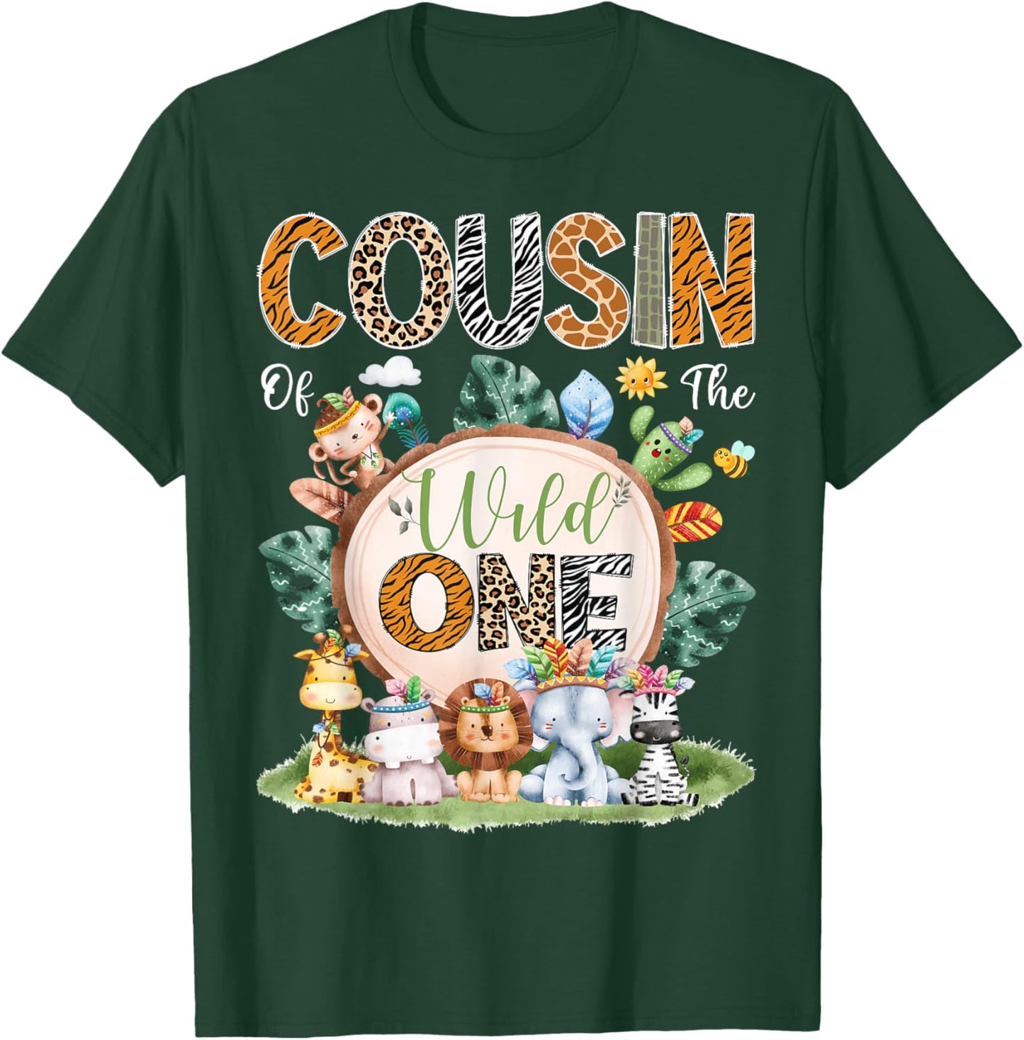 Cousin Of The Wild One Safari Tribal Jungle 1St Birthday T-Shirt - T-Shirt | Forest