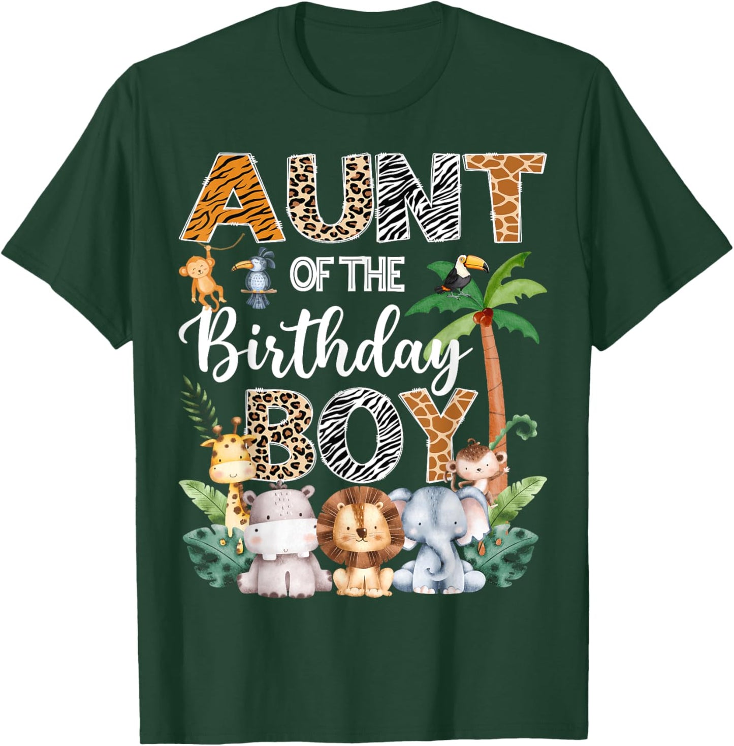 Aunt Of The Birthday Boy Safari Jungle Bday Party T-Shirt - T-Shirt | Forest