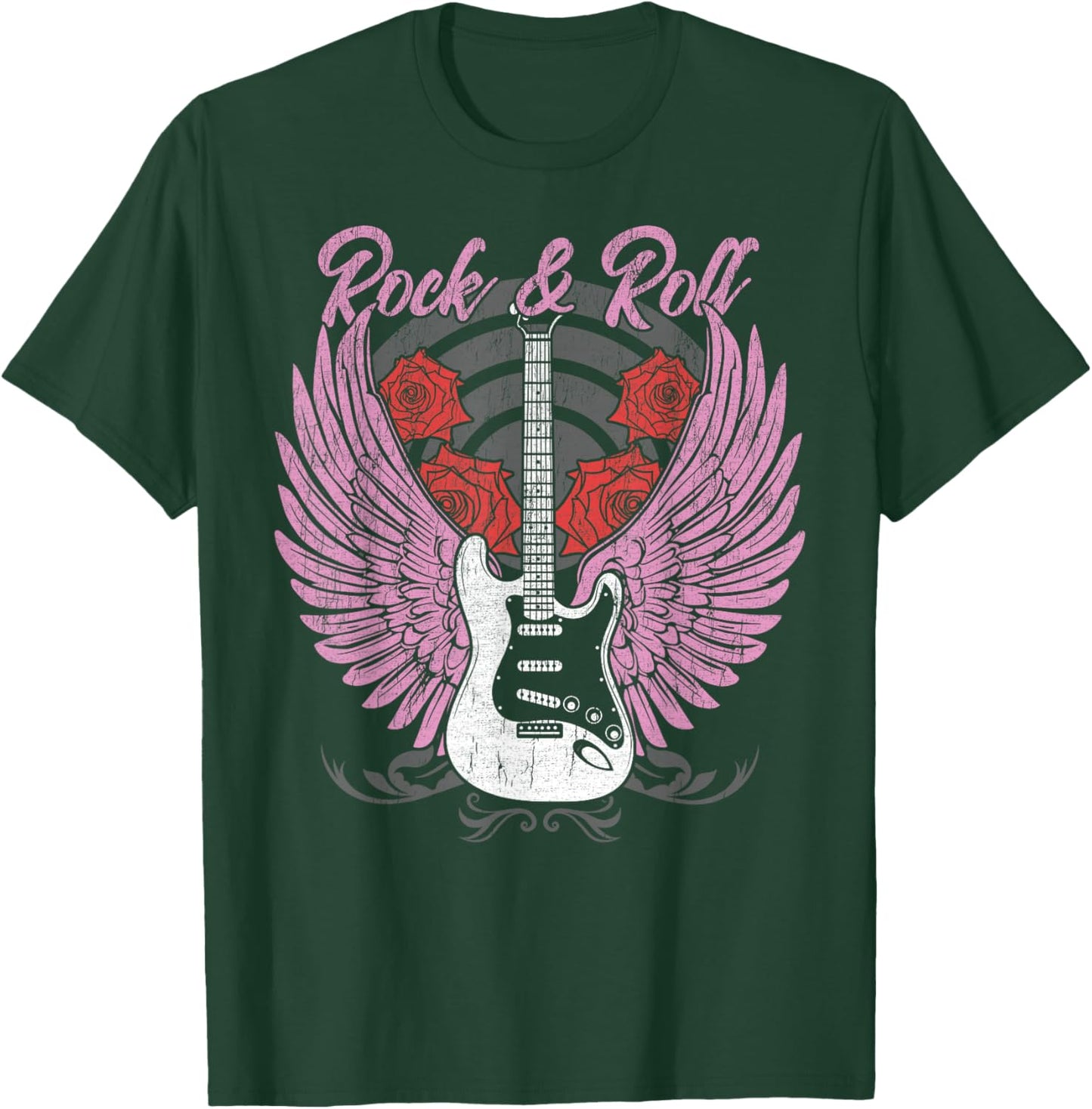 Rock and Roll Guitar Vintage ROCK Women Music T-Shirt - T-Shirt | Forest