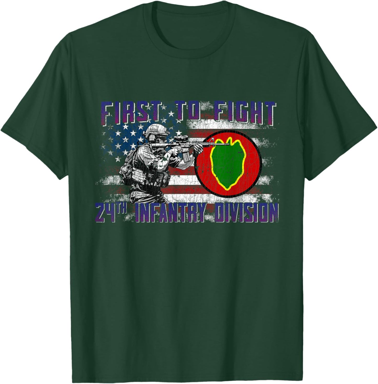 24th Infantry Division 24 ID First to Fight Victory Division T-Shirt - T-Shirt | Forest