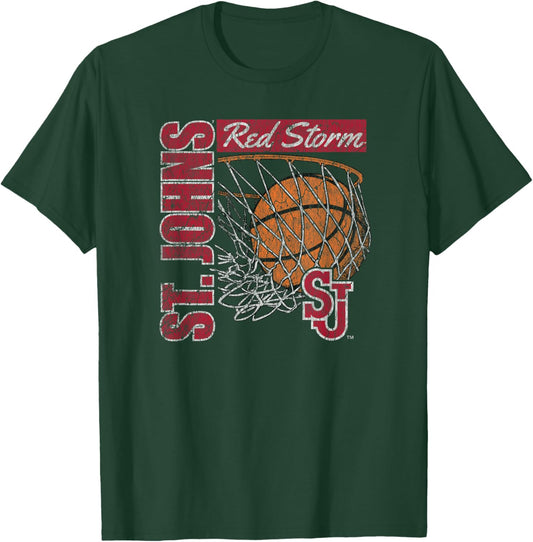 St. John's Red Storm Vintage Basketball 90's Navy T-Shirt - T-Shirt | Forest