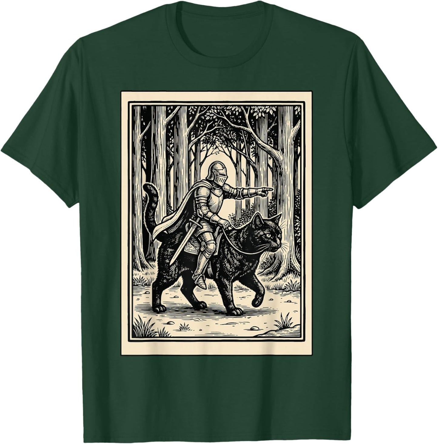Knight Riding Cat T-Shirt - T-Shirt | Forest