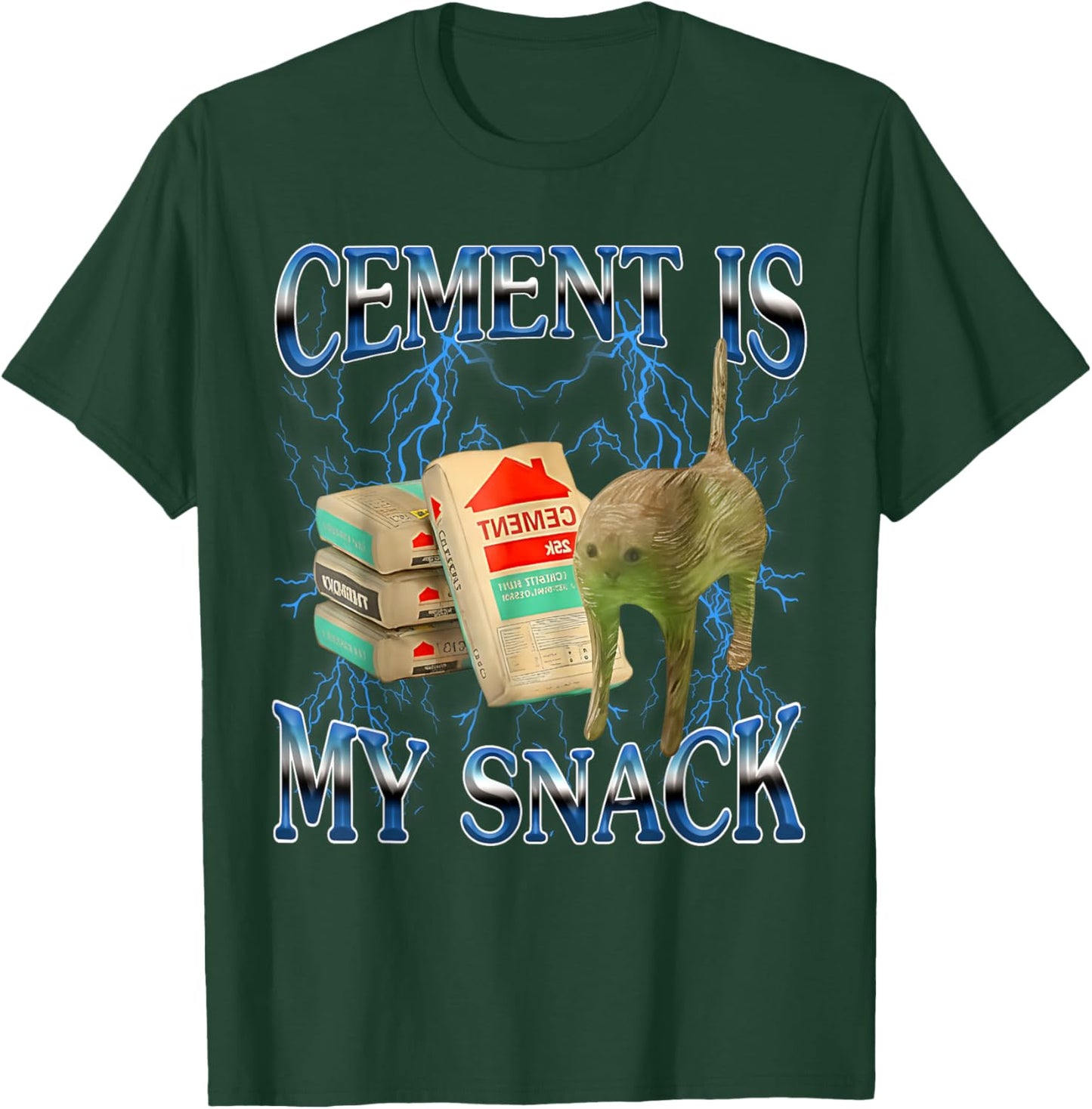 Cement is My Snack Funny Cat Meme Internet Memes Funny Memes T-Shirt - T-Shirt | Forest