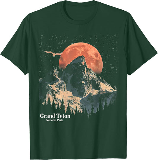 Grand Teton - US National Park Vintage Men Women Kids Retro T-Shirt - T-Shirt | Forest