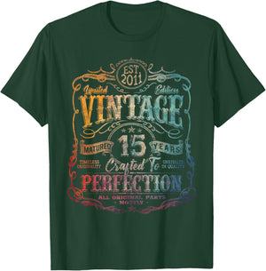 Vintage 2011 Limited Edition Shirt 15 Year Old 15th Birthday T-Shirt - T-Shirt | Forest