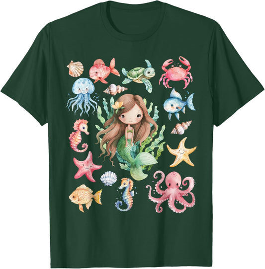 Mermaid Vibe Mermaid Squad Party Birthday Girl Toddler Women T-Shirt - T-Shirt | Forest