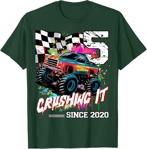 Birthday Monster Truck 5th years old Monster Truck Birthday T-Shirt - T-Shirt | Forest