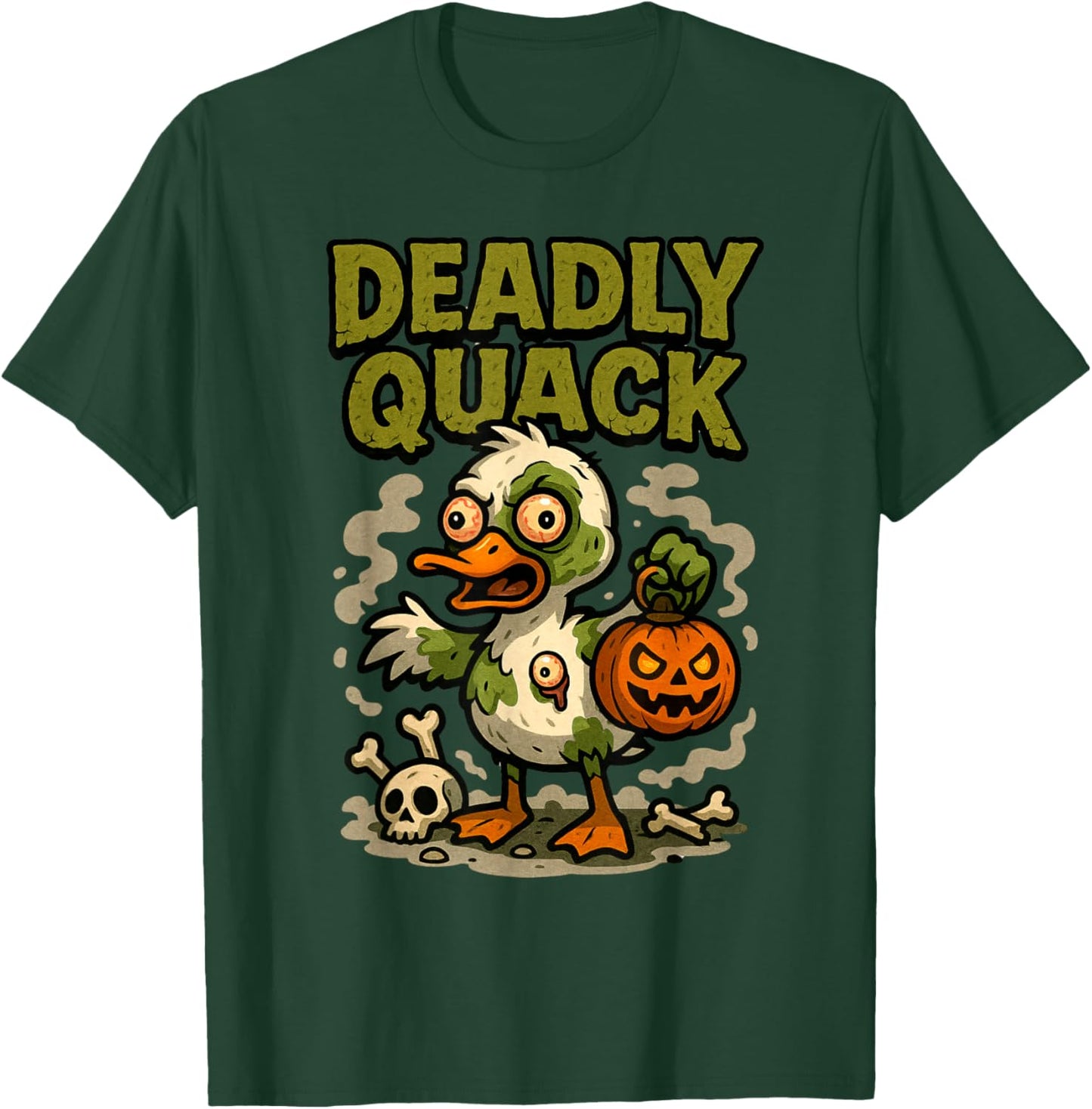 Deadly Quack Funny Zombie Duck Halloween, Creepy Spooky T-Shirt - T-Shirt | Forest