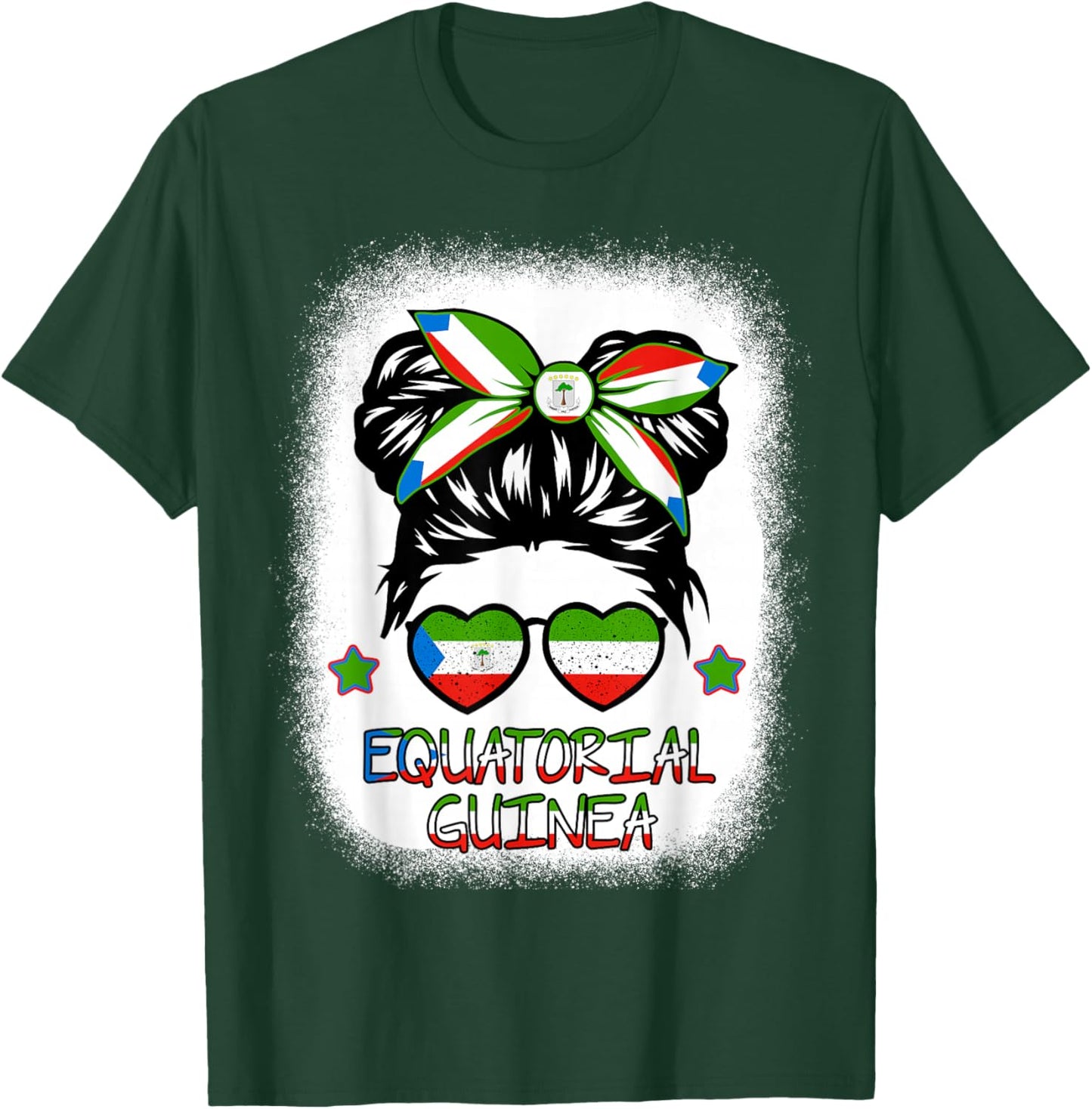 Girls Equatorial Guinea Flag Guinean Women Hispanic Heritage T-Shirt - T-Shirt | Forest