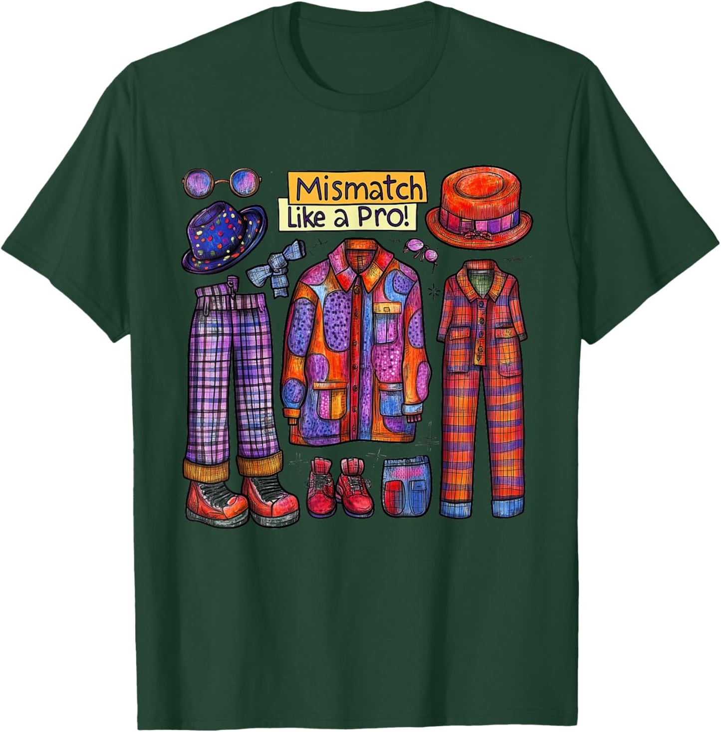 Mismatch Like a Pro Funny Spirit Week Crazy Outfit T-Shirt - T-Shirt | Forest