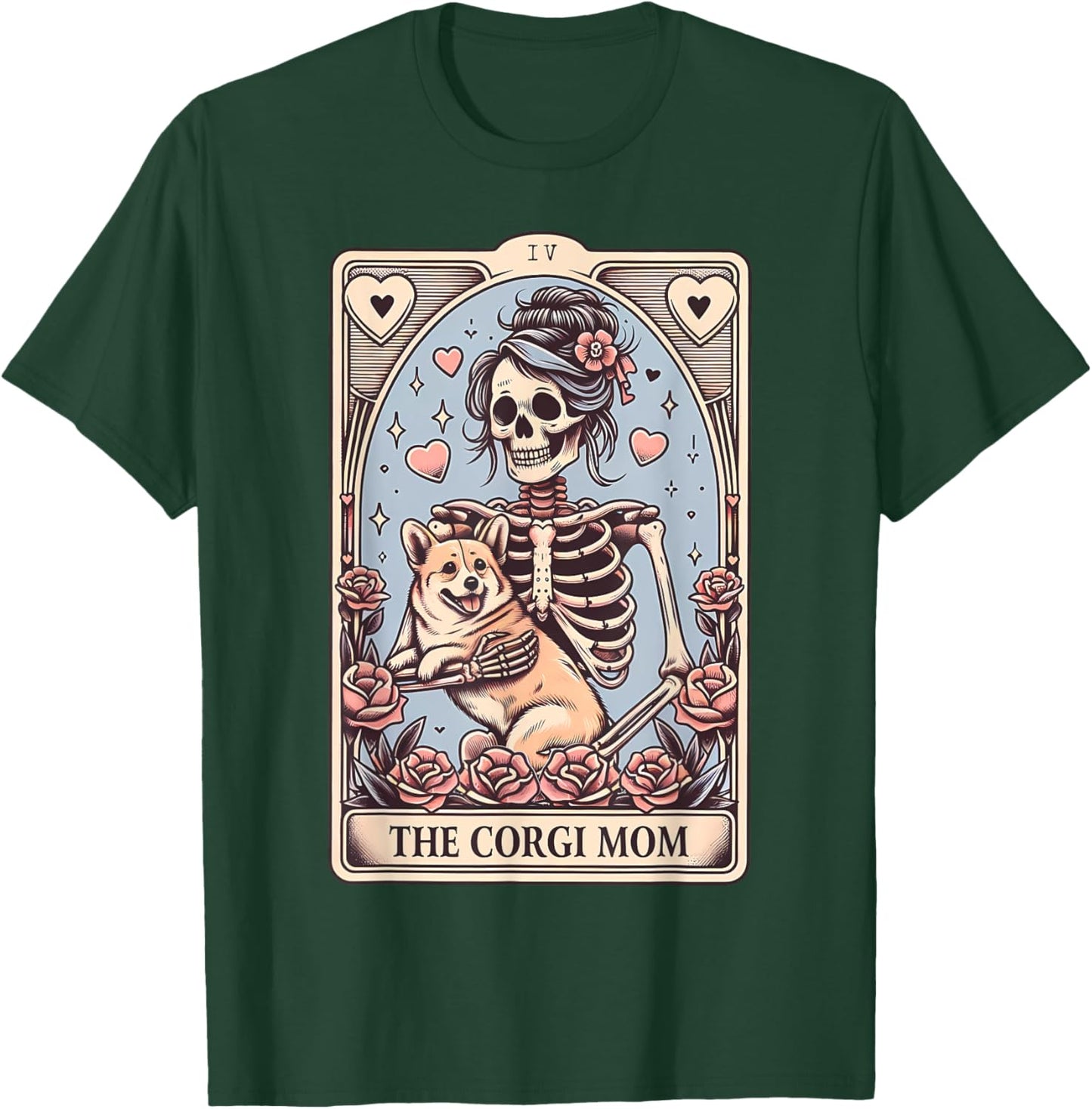 Corgi Dog Valentine's Day Skeleton Tarot Card Corgi Owner T-Shirt - T-Shirt | Forest