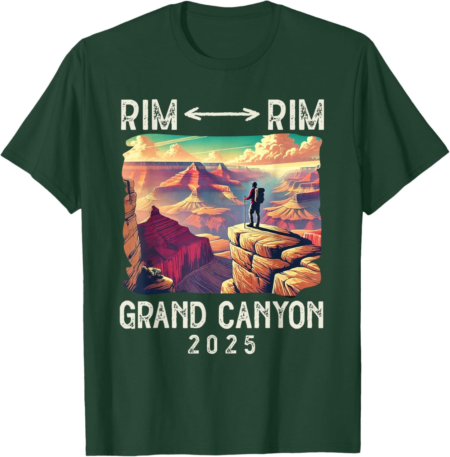 Rim Rim Grand Canyon, I Hiked The Grand Canyon 2025 Vintage T-Shirt - T-Shirt | Forest