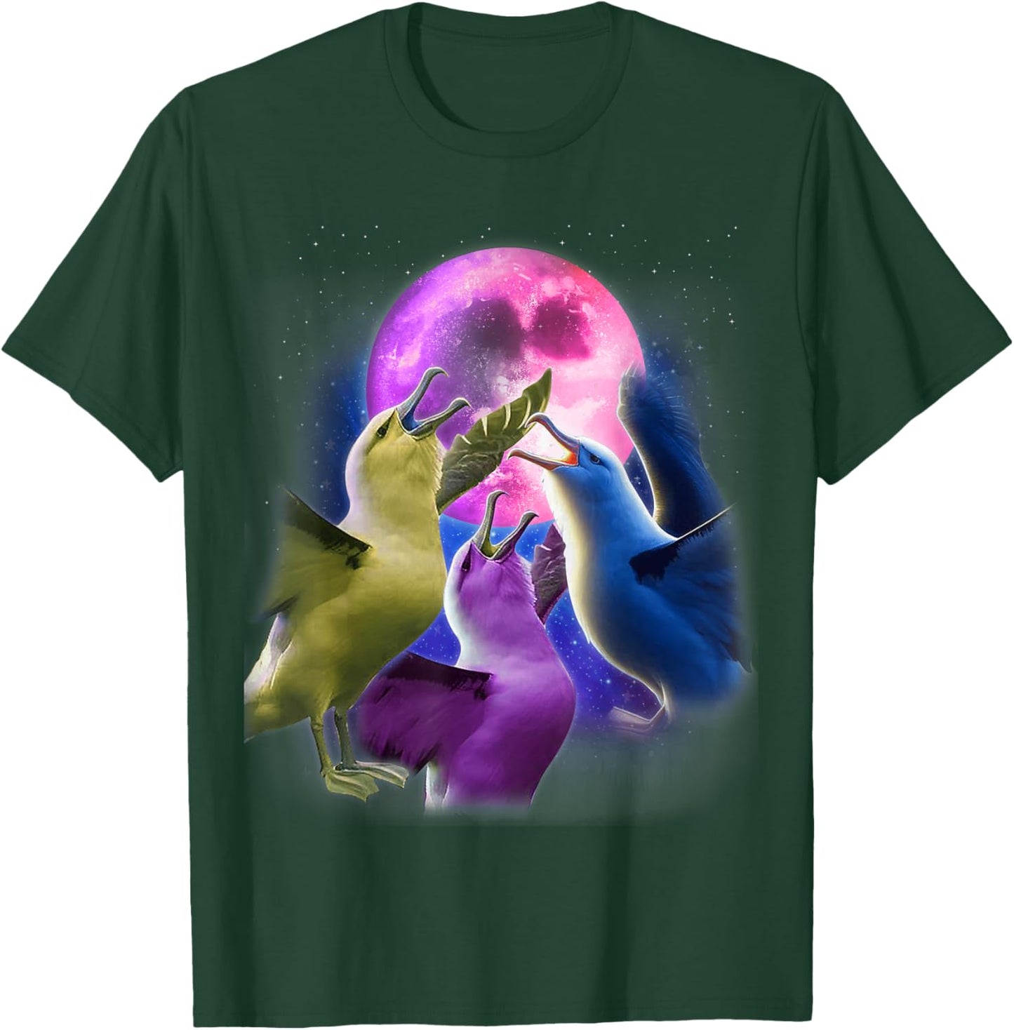 3 Albatrosses Howling At The Moon Funny Albatross Bird Lover T-Shirt - T-Shirt | Forest
