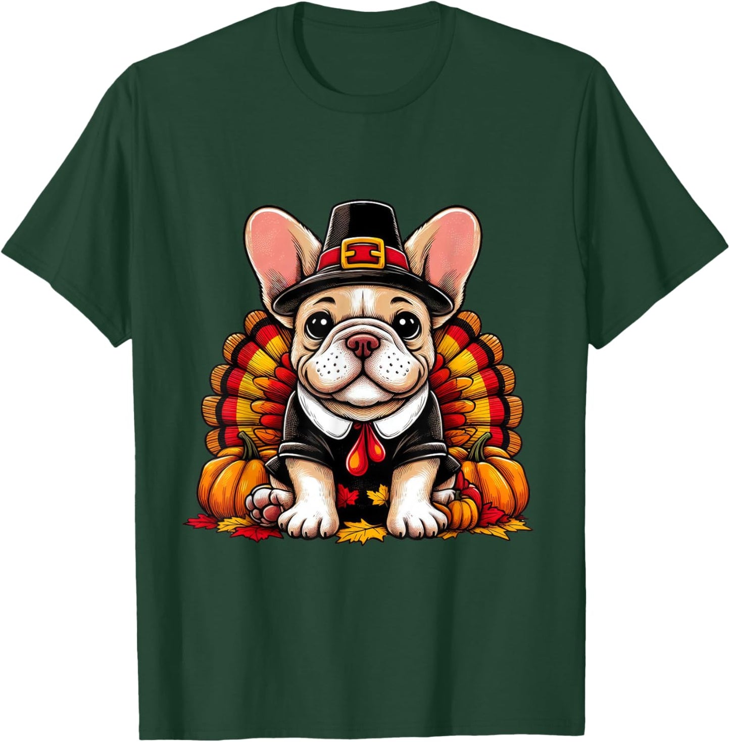 French Bulldog Thanksgiving Costume Dog Frenchie T-Shirt - T-Shirt | Forest