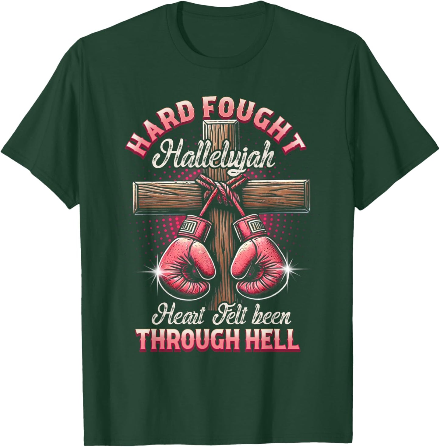 Hard Fought Heart Felt Bee Hallelujah Christian Boxing Faith T-Shirt - T-Shirt | Forest