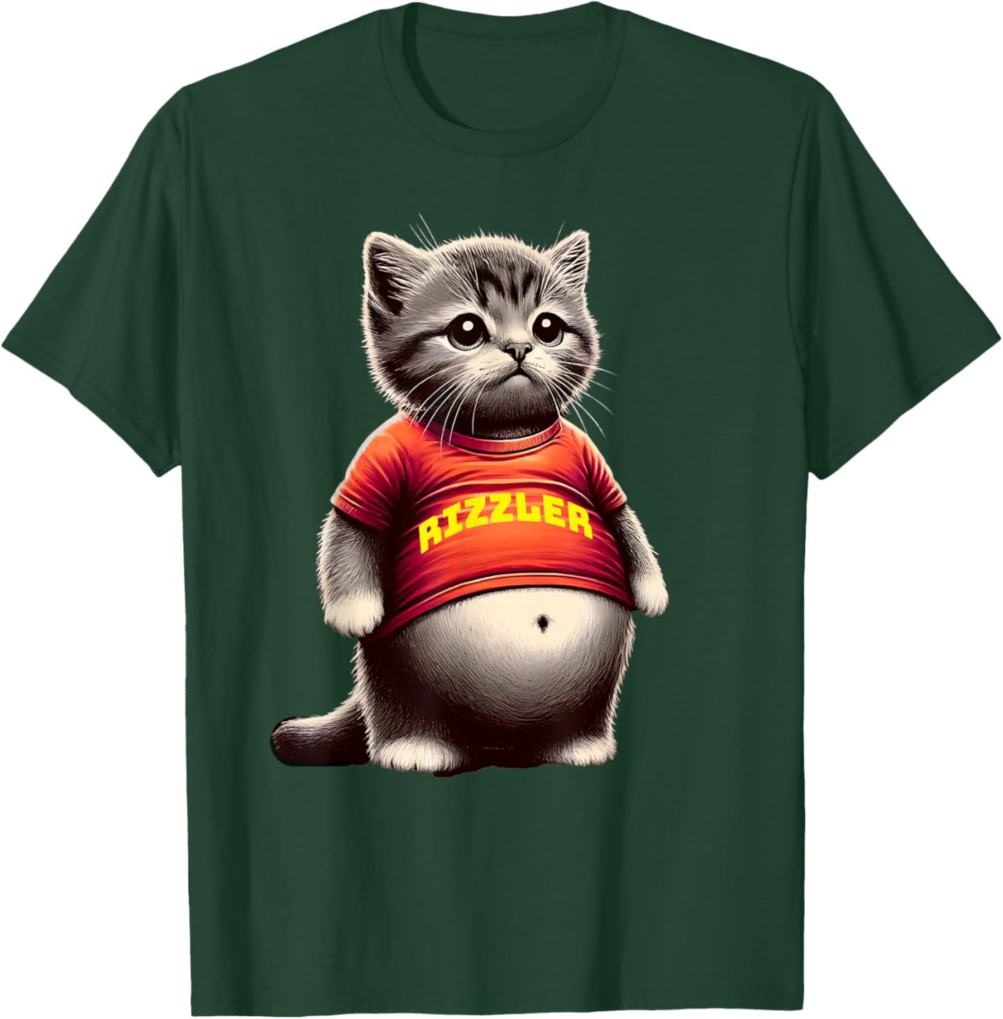 Rizzy Big Belly Rizz Fat Cat Art Dank Fat Kitten Rizzler Men Women Girls Kids T-Shirt - T-Shirt | Forest